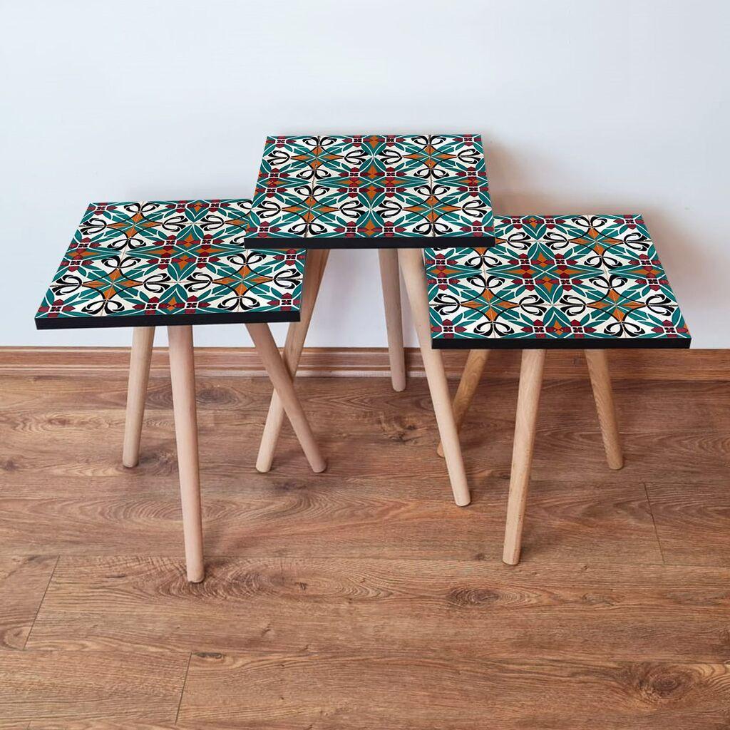 Hanah Home Set klub stočića 3Shp28, 3 komada, Šareni