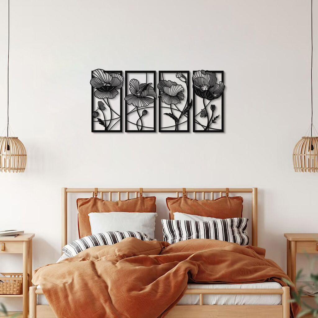 Wallity Zidna dekoracija Blossom-APT573MS, 95x46 cm, 1.5 mm, Crna
