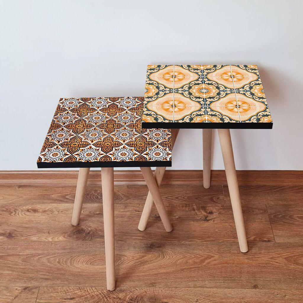 Hanah Home Set klub stočića 2Shp293, 2 komada, Šareni