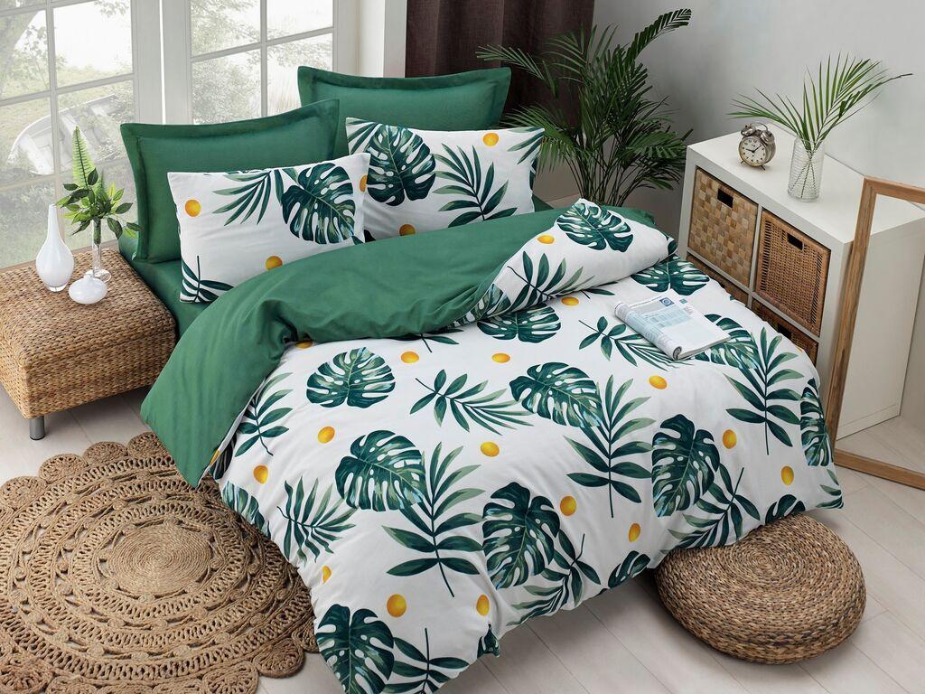 L'essentiel Maison Set Double posteljine Monstera, 200x220cm, Zeleni