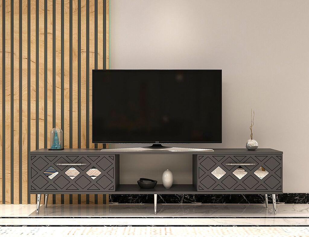 Hanah Home TV Komoda Dome, 150x40,6x29,6 cm, Antracit-Srebrne boje