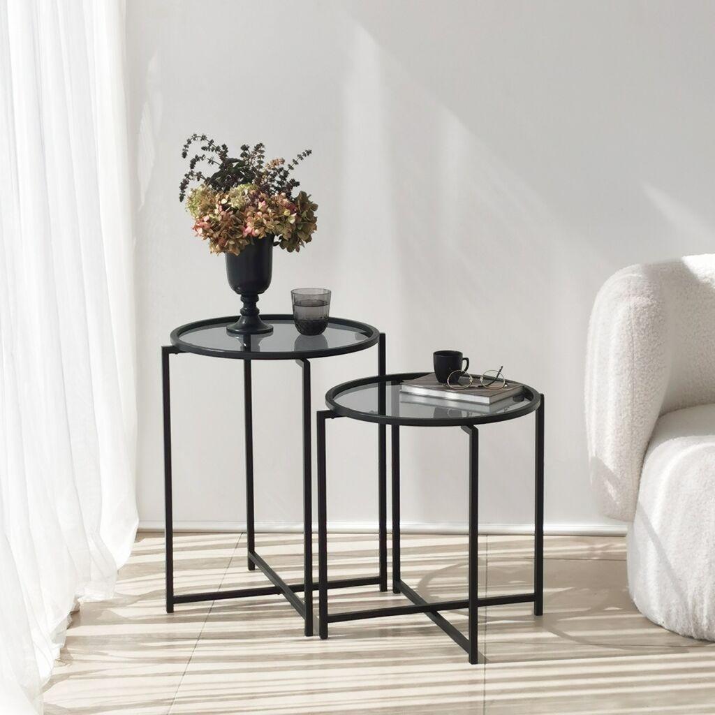 Hanah Home Set pomoćnih stočića S412F, 2 komada, Crni