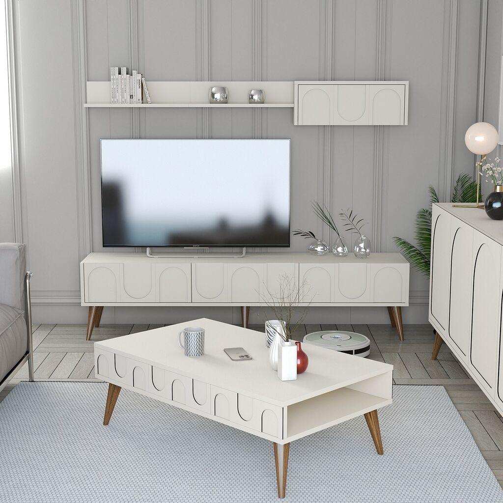 Hanah Home Set TV komoda i klub sto Lyon 3, 4 komada, Krem