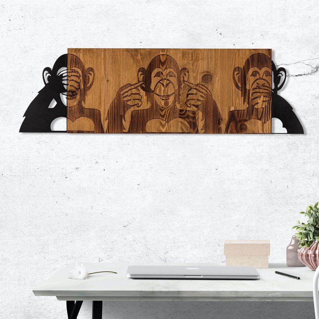 Wallity Zidna dekoracija I didn't see I didn't hear I don't know, 82x58 cm, Smeđe boje