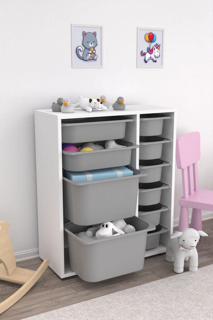 Hanah Home Višenamenska komoda Zen 2D2K6U v2, 69.5 x83 x30 cm, Belo-siva