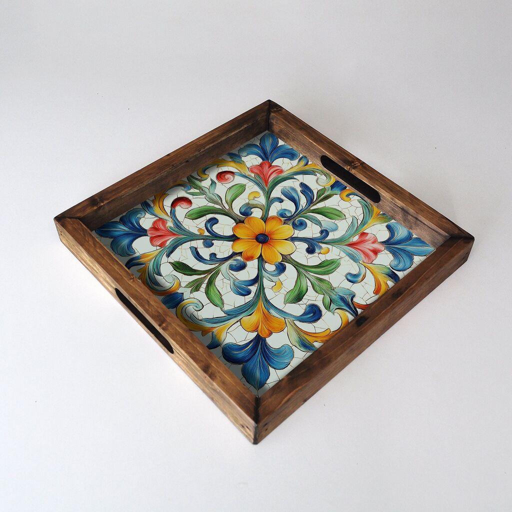 Aberto Design Poslužavnik REF059 35 x 35 x 4 cm, Šareni