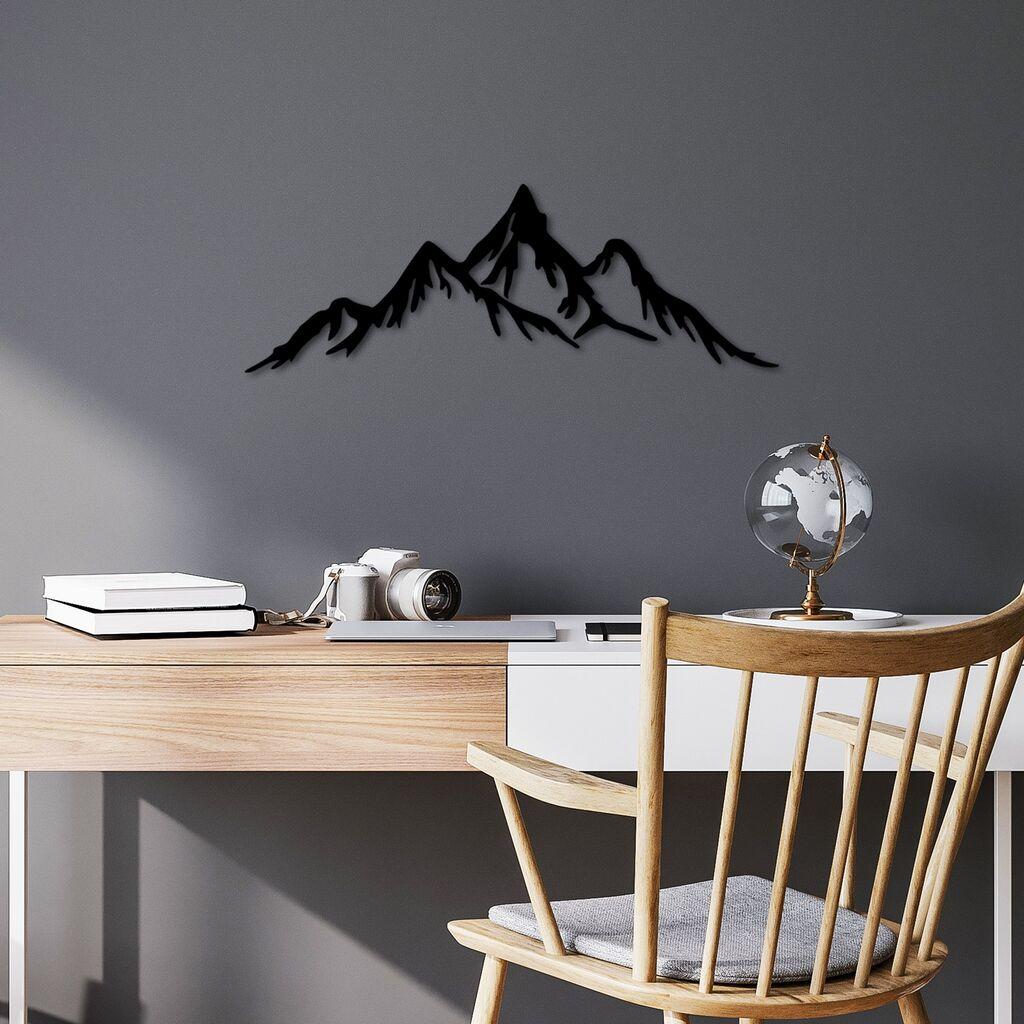 Wallity Zidna dekoracija Full Mount And Mountain-3, 62x22cm, Crna