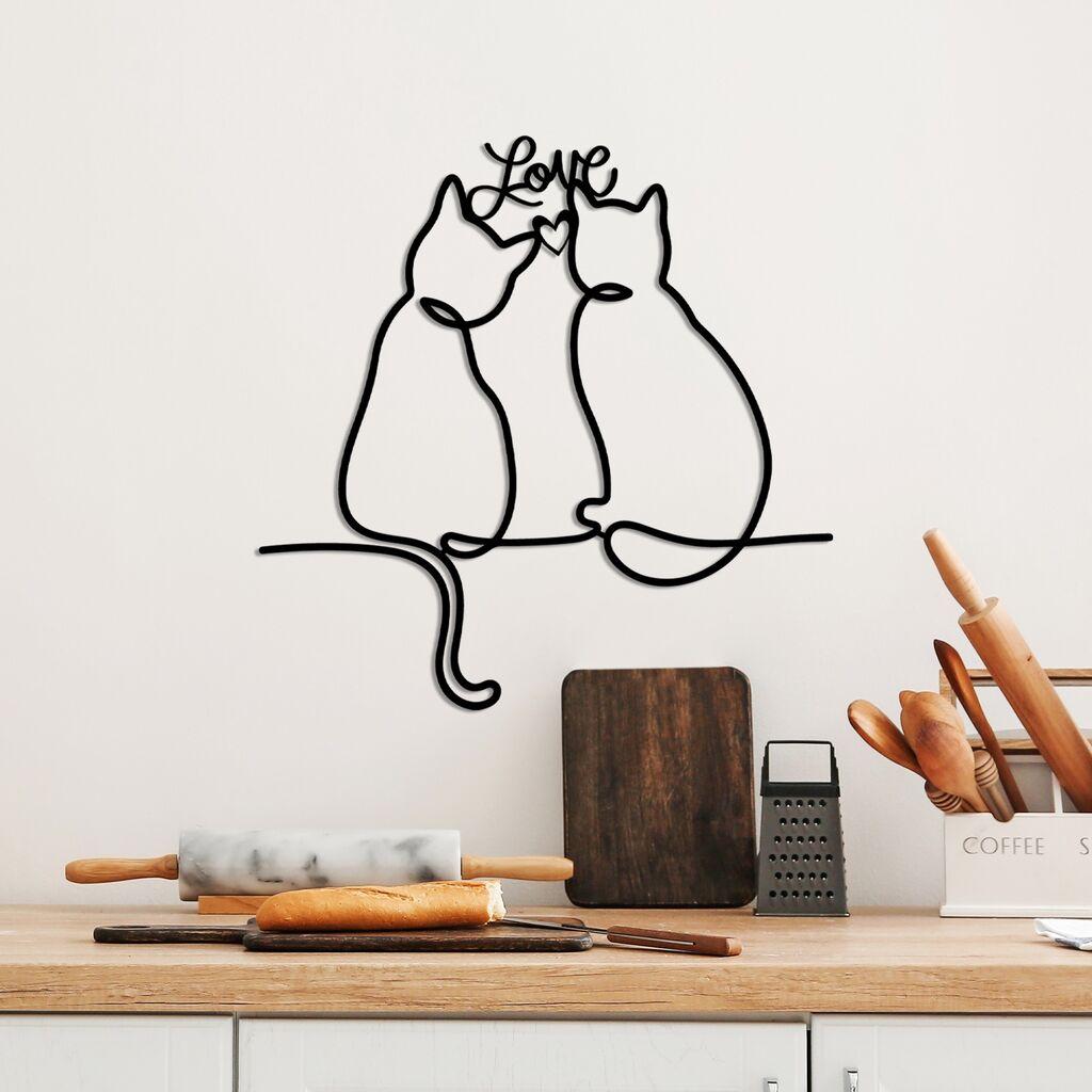 Wallity Zidna dekoracija Cat 2-v2, 55x55cm, Crna
