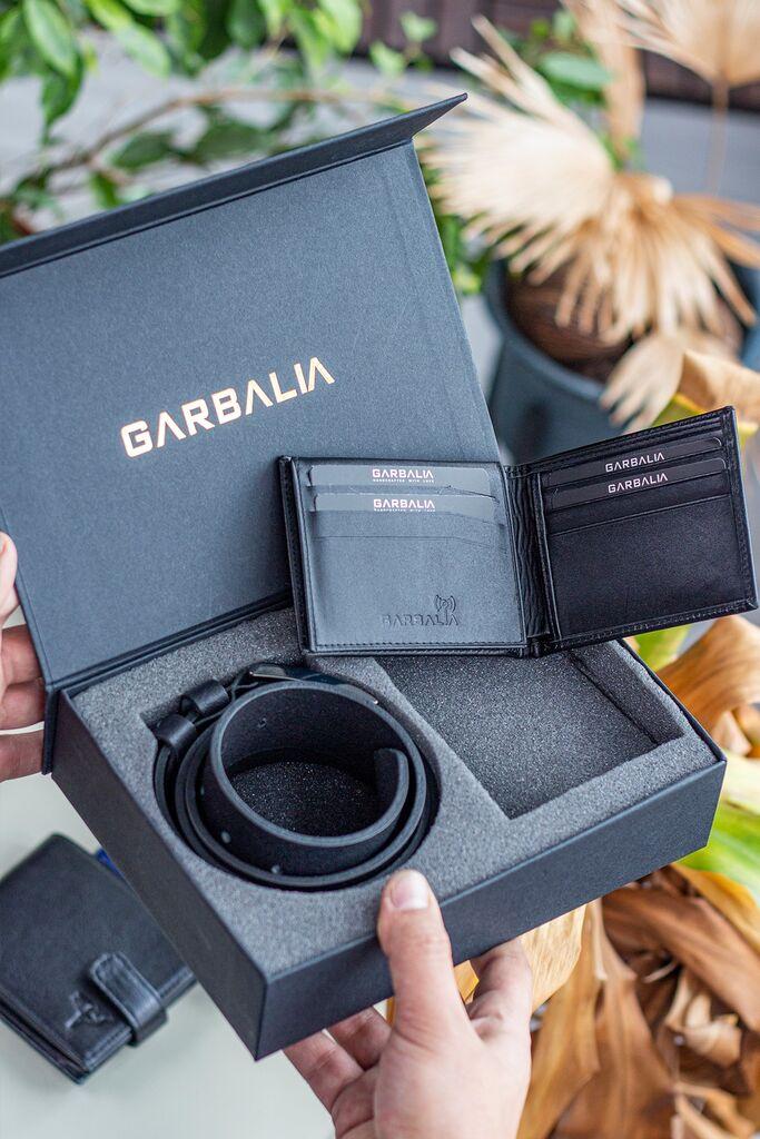 Garbalia Set za muškarce kaiš i novčanik Kevin, Crni