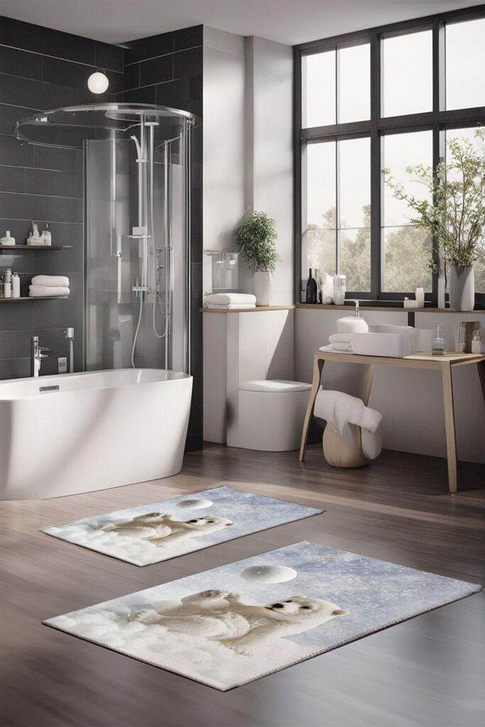 L'essentiel Maison Set Podloga za kupatilo CT-5137, Plavo-beli