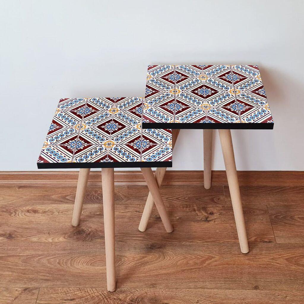 Hanah Home Set klub stočića 2Shp391, 2 komada, Šareni
