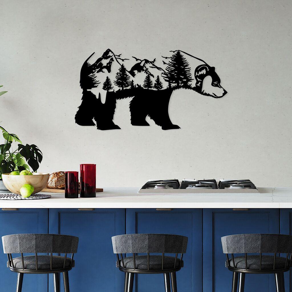 Wallity Zidna dekoracija Bear Of The Forest, 37 x 70 cm,  Crna