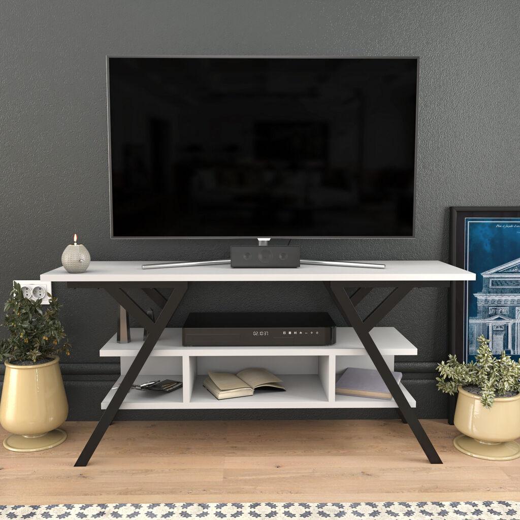 Hanah Home TV Komoda Minerva, 120x35x55 cm, Belo-crna