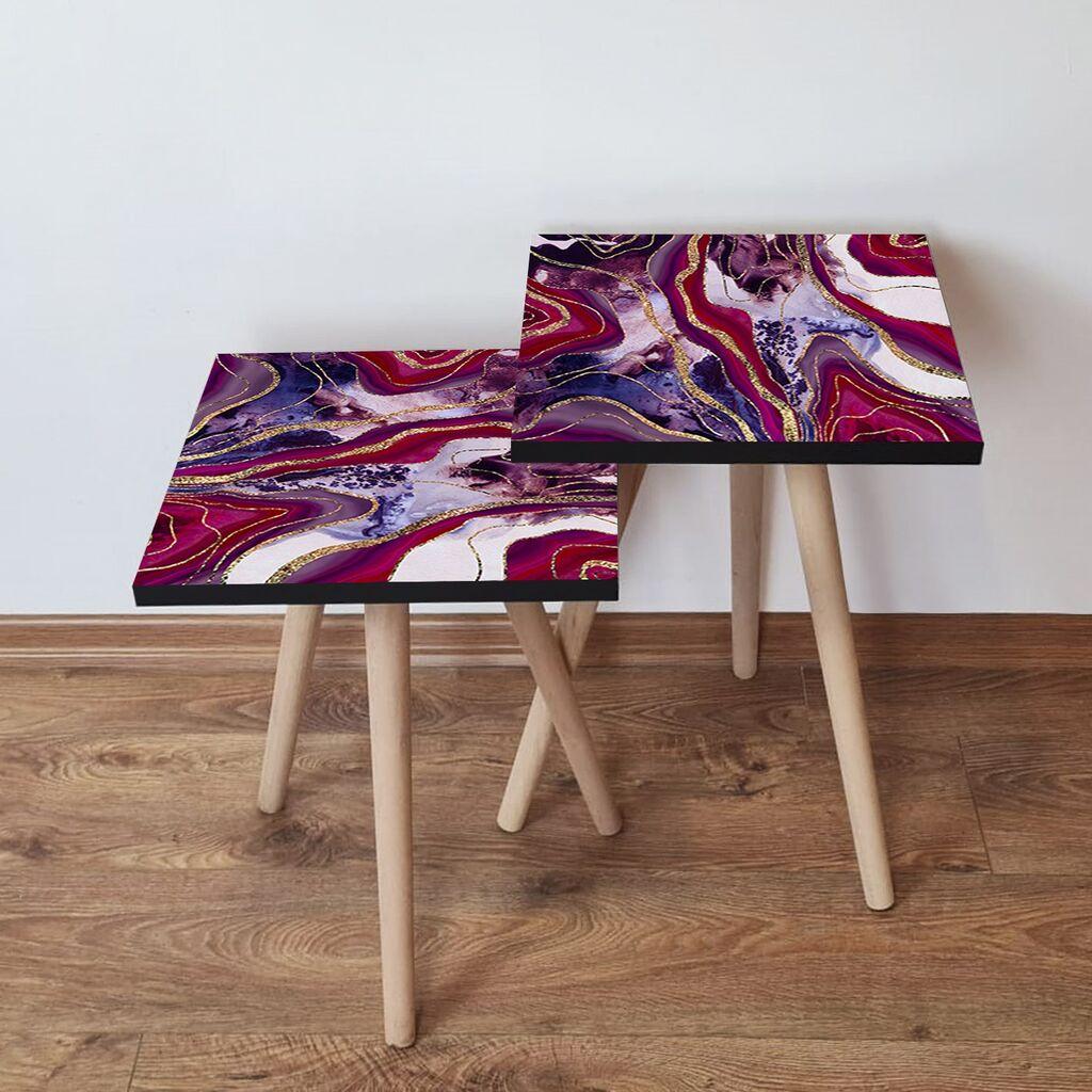 Hanah Home Set klub stočića 2Shp511, 2 komada, Šareni