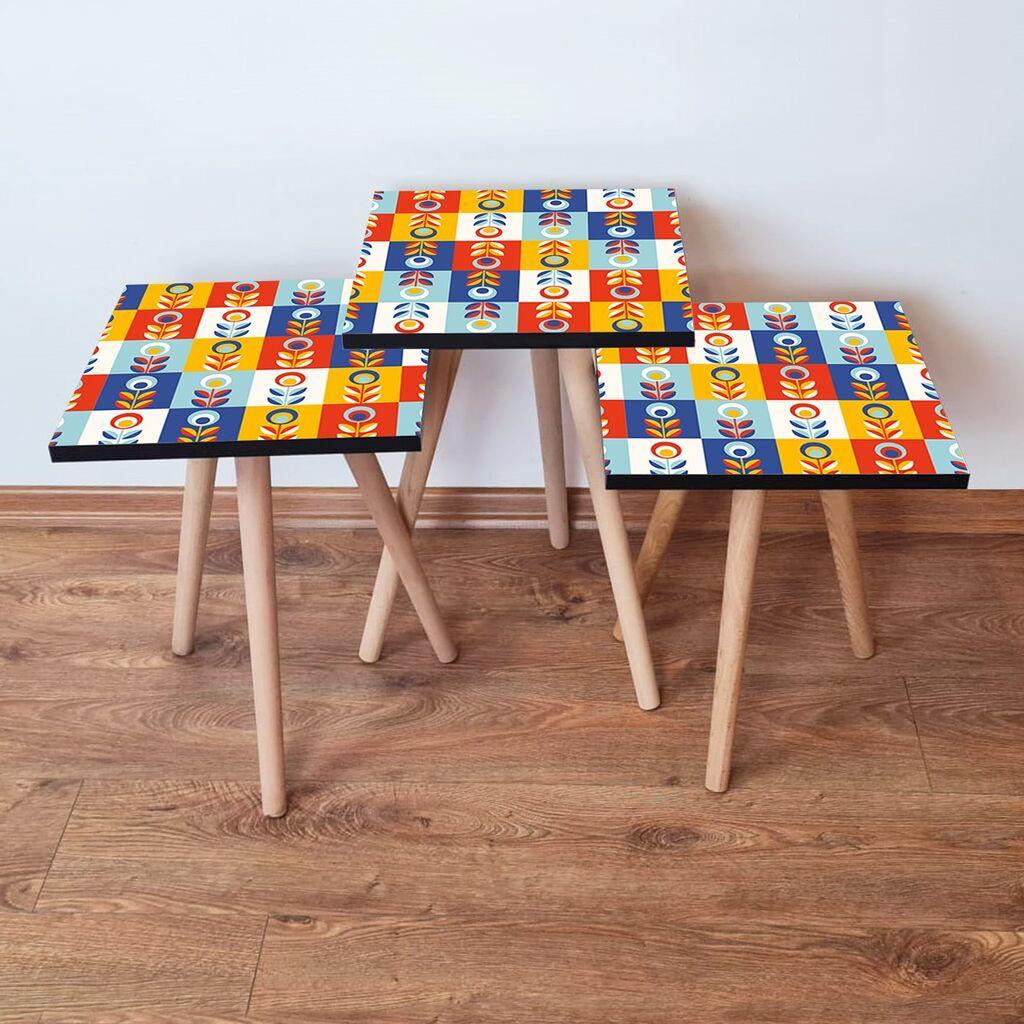Hanah Home Set klub stočića 3Shp375, 3 komada, Šareni