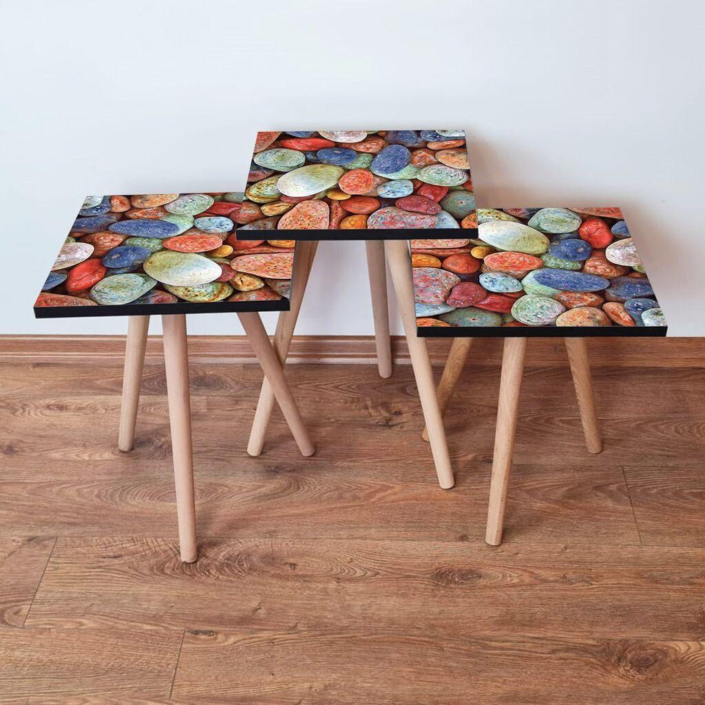 Hanah Home Set klub stočića 3Shp17, 3 komada, Šareni