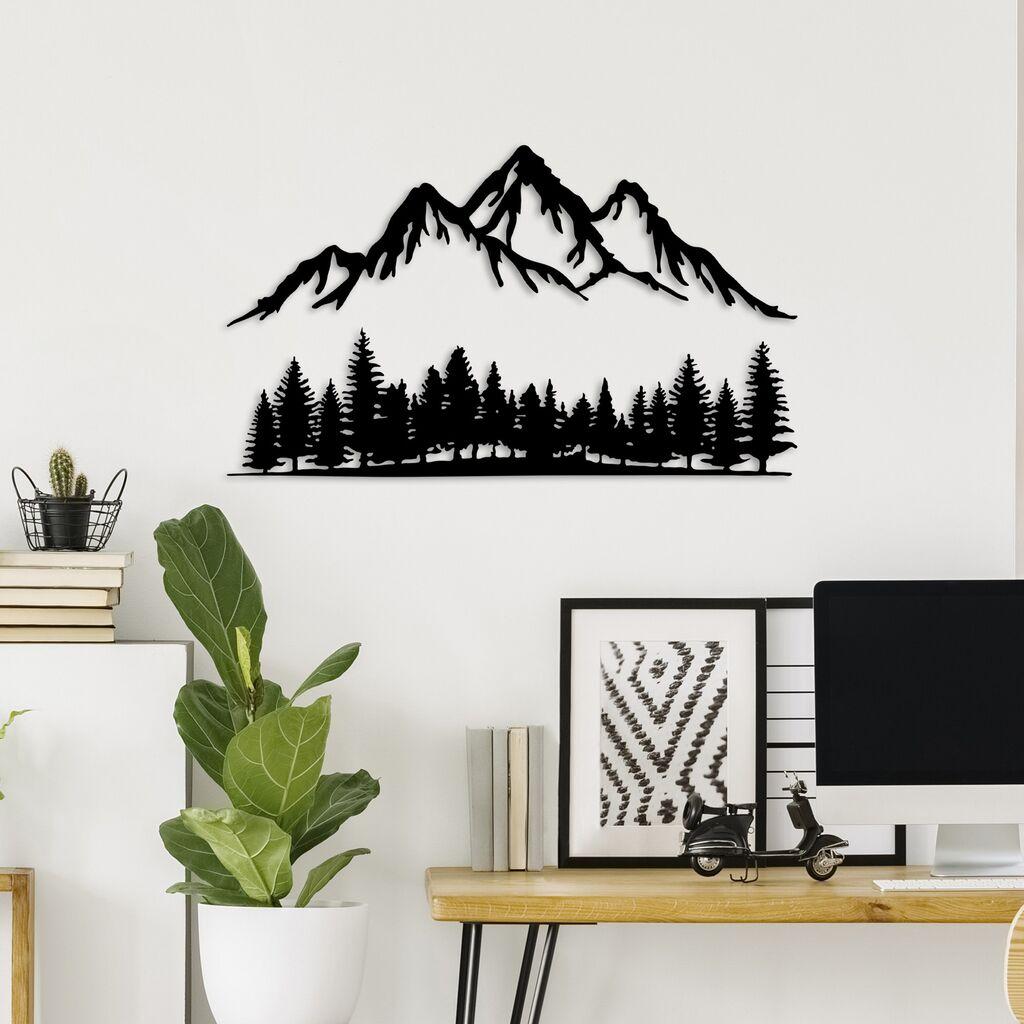 Wallity Zidna dekoracija Nature And Mountain - 3, 70 x 40 cm,  Crna