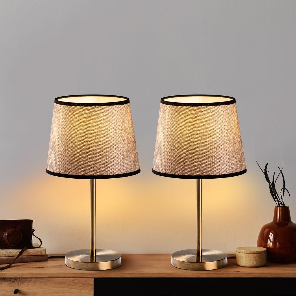 Opviq Set Stonih lampi 5102, 21x21x39 cm, IP20, 2 komada, Srebrno-smeđe boje