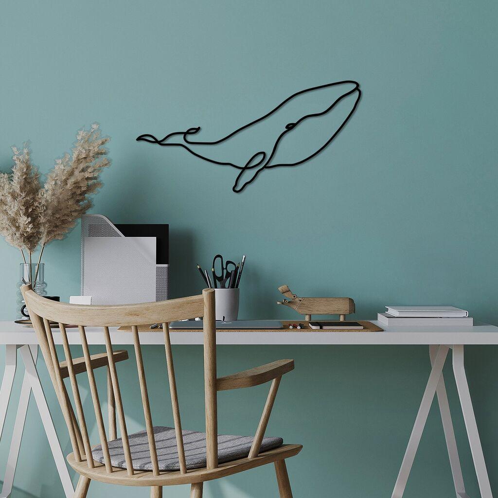 Wallity Zidna dekoracija Whale-M, 50x25cm, Crna