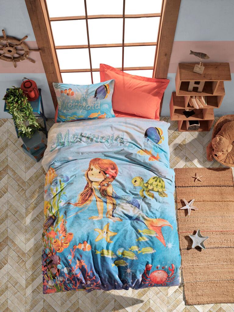 L'essentiel Maison  Set Single dečije posteljine Mermaid, 160x220 cm, Narandžasta
