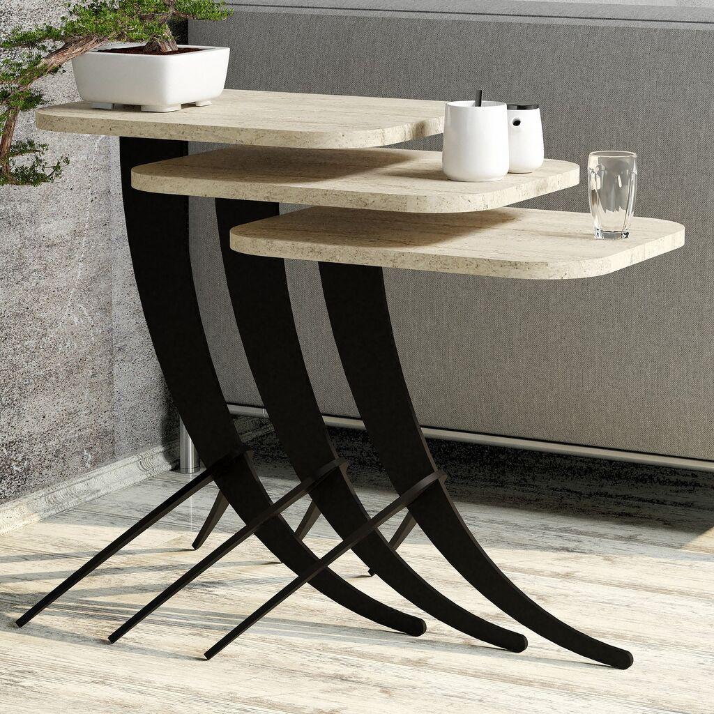 Hanah Home Set klub stočića Pion 3, 35x60 cm, 3 komada, Krem