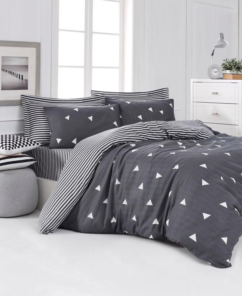 L'essentiel Maison Komplet posteljina Ucgen, 200x220 cm, Siva-Bela