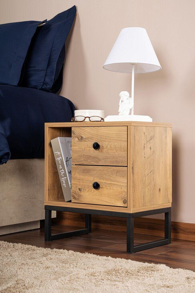 Hanah Home Noćni ormarić Glimmer, 45.2 x 50 x 29.5 cm, Boja hrasta