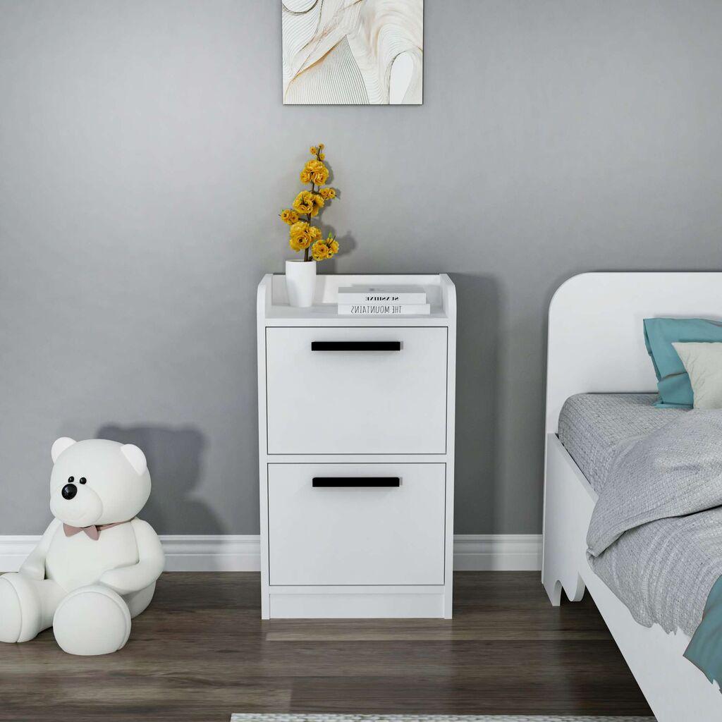 Hanah Home Noćni ormarić Luses, 45x29.6x79.4 cm, Beli
