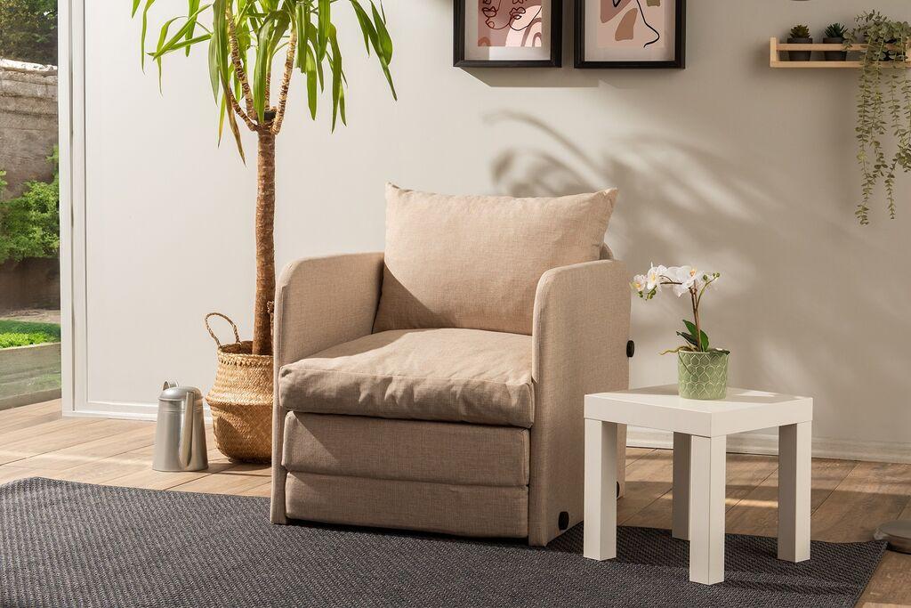 Atelier del Sofa Fotelja na rasklapanje Saga Single, 68 x 70 x 66 cm, Bež