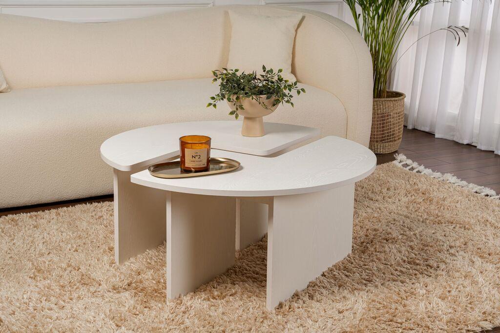 Nordure Klub sto Moira, O90x41cm, Beli
