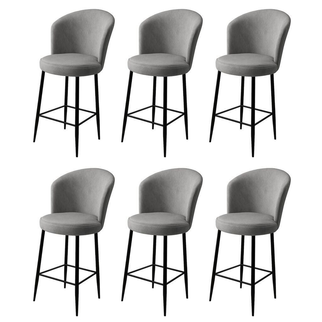 Hanah Home Set barskih stolica Alte, 6 komada, Sivo-crni