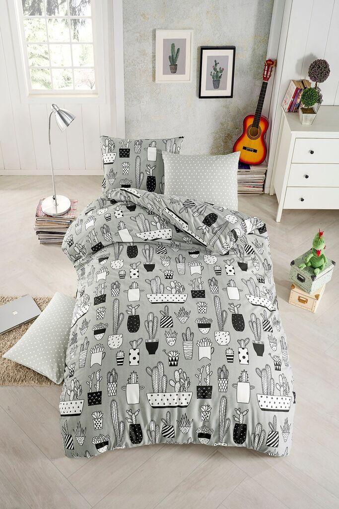 L'essentiel Maison Komplet posteljine Cactus, 160x220cm, Siva