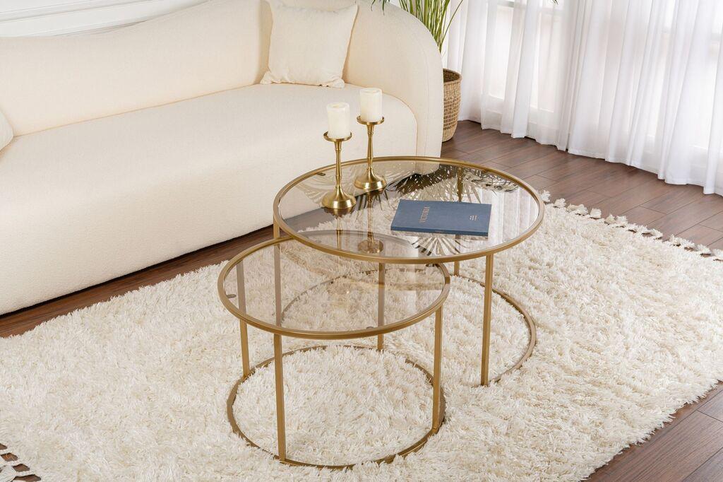 Nordure Klub sto-set Aurum, 80x80x43cm, 60x60x39cm, 2 komada, Zlatne boje