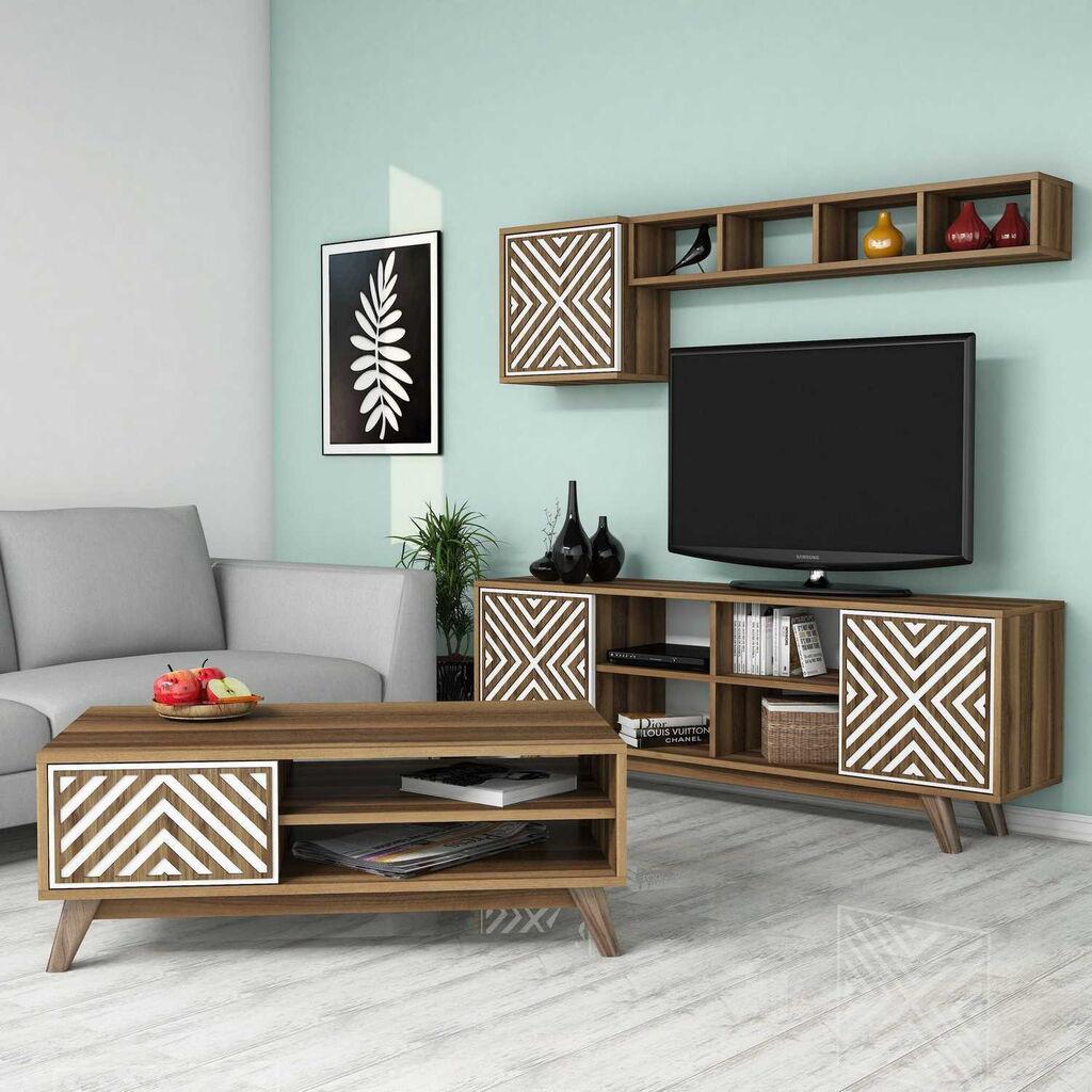 Hanah Home Set TV komoda i klub sto Inci, 4 komada, Orah-beli