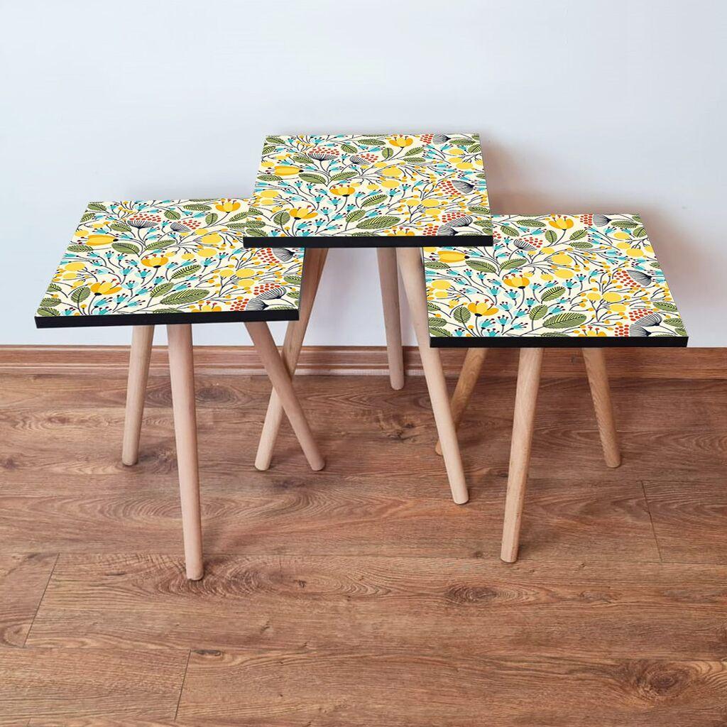 Hanah Home Set klub stočića 3Shp201, 3 komada, Šareni