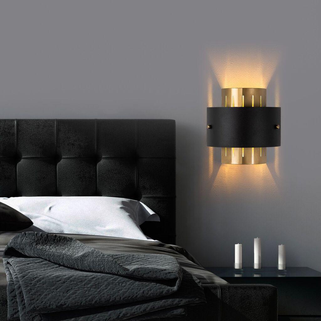 Opviq Zidna lampa Noctra-15351, 24x25x15cm, IP20, Zlatno-crna boje