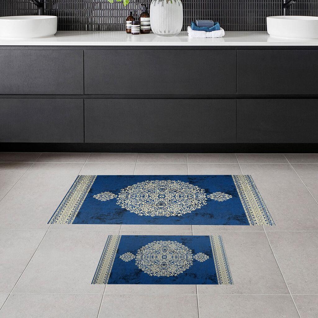 L'essentiel Maison Set 2 prostirke za kupatilo Plavi