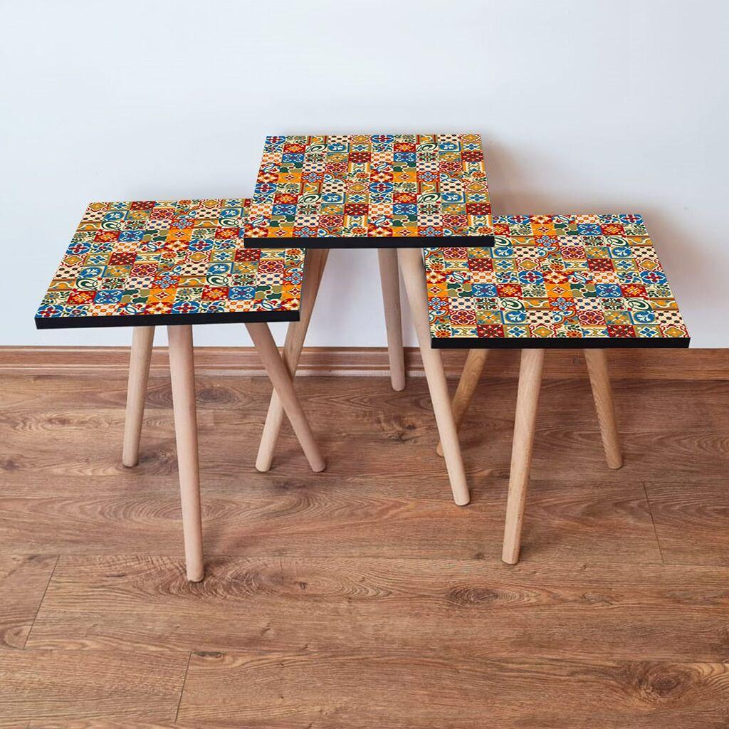 Hanah Home Set klub stočića 3Shp325, 3 komada, Šareni