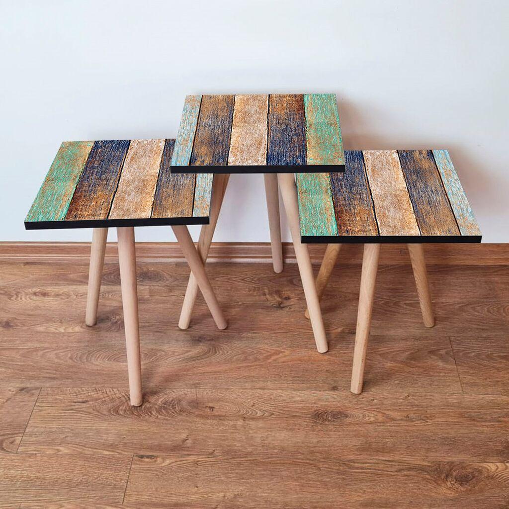 Hanah Home Set klub stočića 3Shp115, 3 komada, Šareni