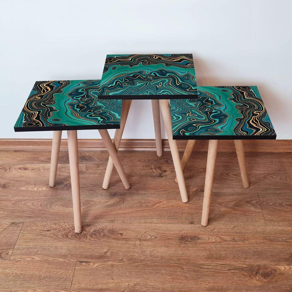 Hanah Home Set klub stočića 3Shp87, 3 komada, Šareni