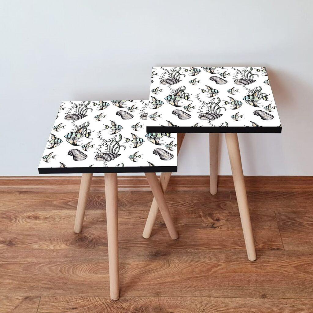 Hanah Home Set klub stočića 2Shp353, 2 komada, Šareni