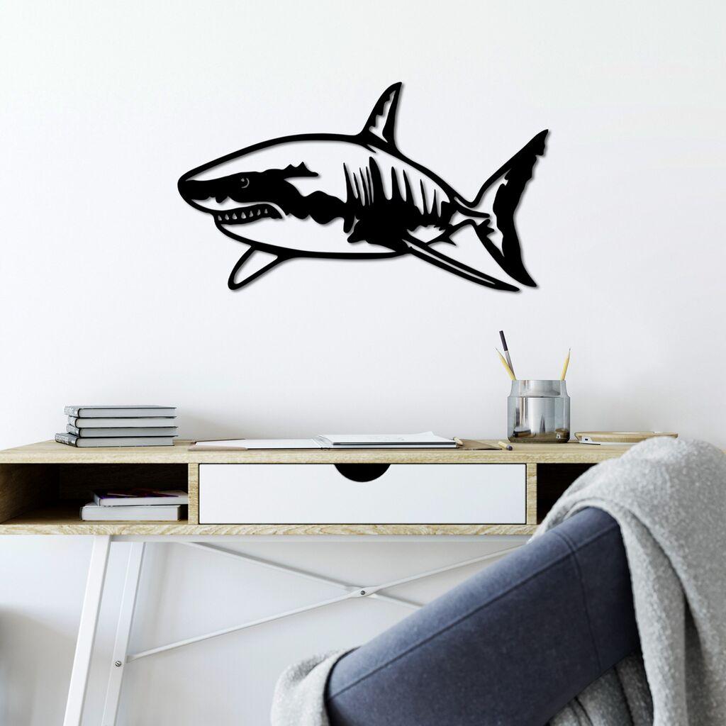 Wallity Zidna dekoracija Shark - M, 50 x 28 cm,  Crna