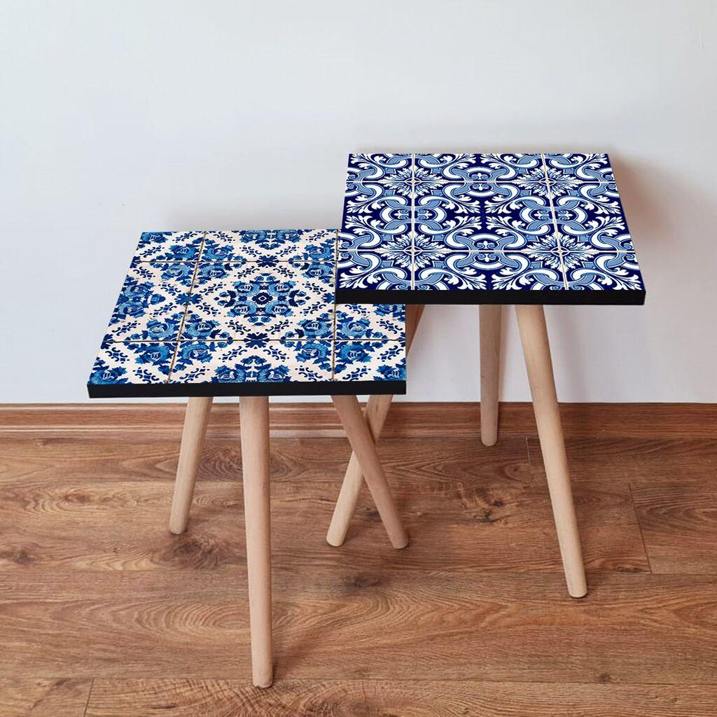 Hanah Home Set klub stočića 2Shp348, 2 komada, Šareni