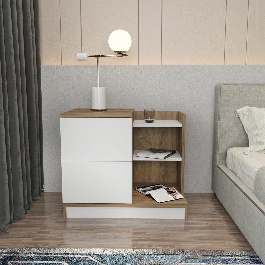 Hanah Home Noćni ormarić Rena, 72x45x60 cm, Beli