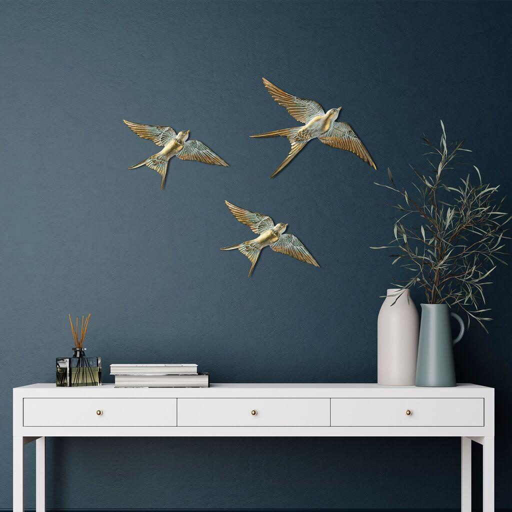 Aberto Design Zidna dekoracija Flying Swallow 1, 3 komada