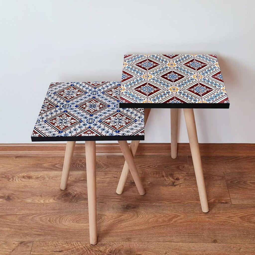 Hanah Home Set klub stočića 2Shp294, 2 komada, Šareni