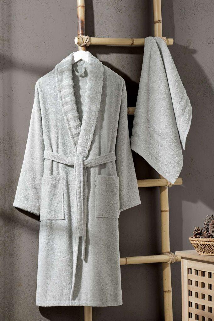 L'essentiel Maison Set Bademantil sa peškirom Carla, Svetlosivi