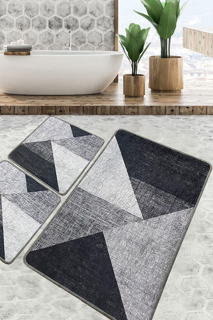 L'essentiel Maison Set 3 prostirke za kupatilo Sivi