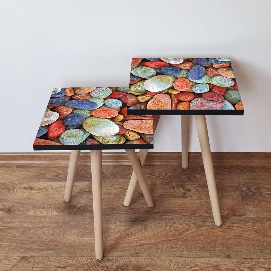 Hanah Home Set klub stočića 2Shp7, 2 komada, Šareni