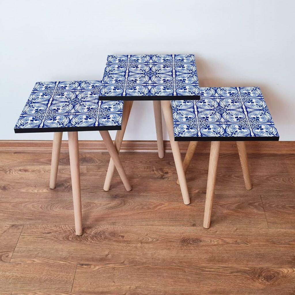 Hanah Home Set klub stočića 3Shp42, 3 komada, Šareni